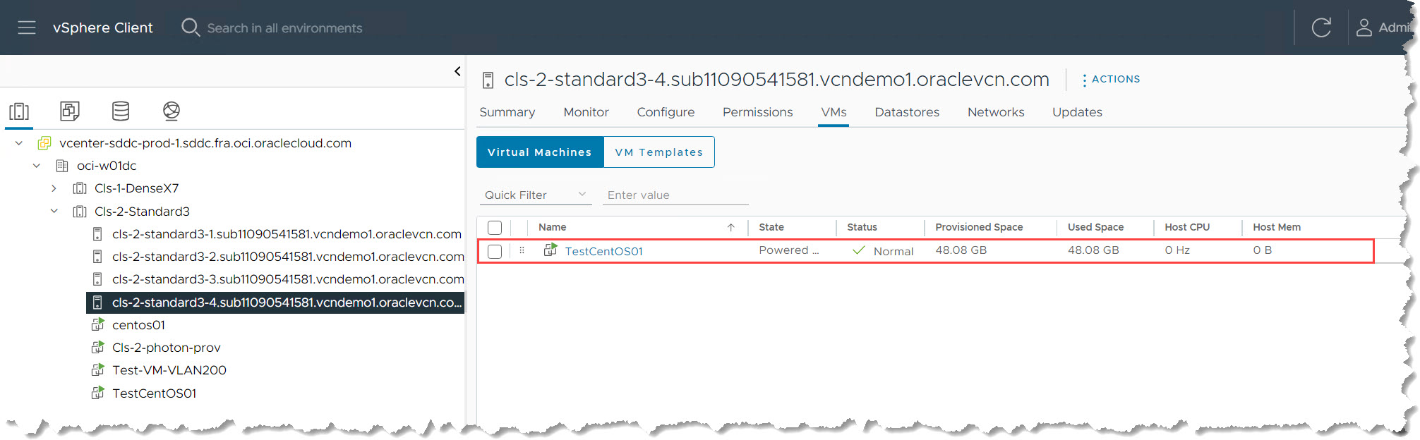 Create a Test VM and validate Host functionality