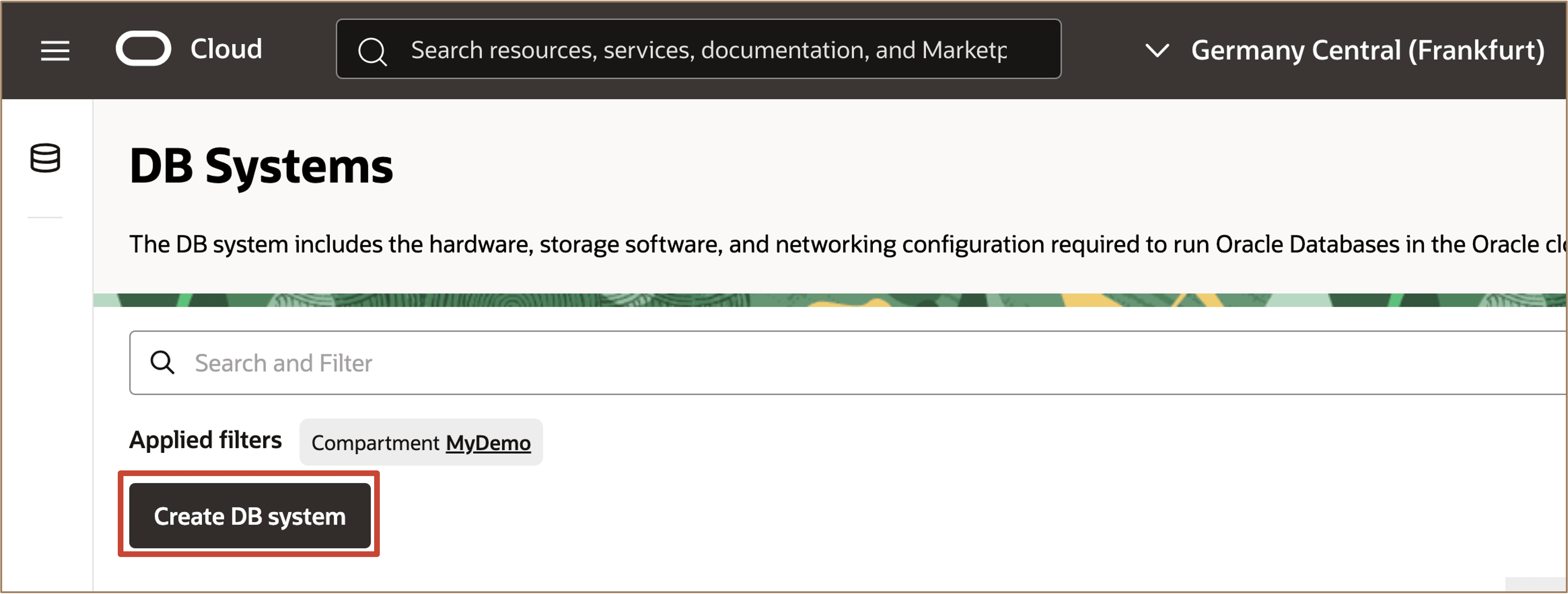 Image showing create DB systems