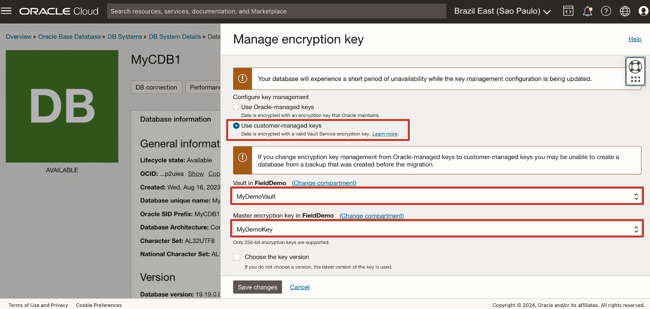 Image showing Use customer-managed keys