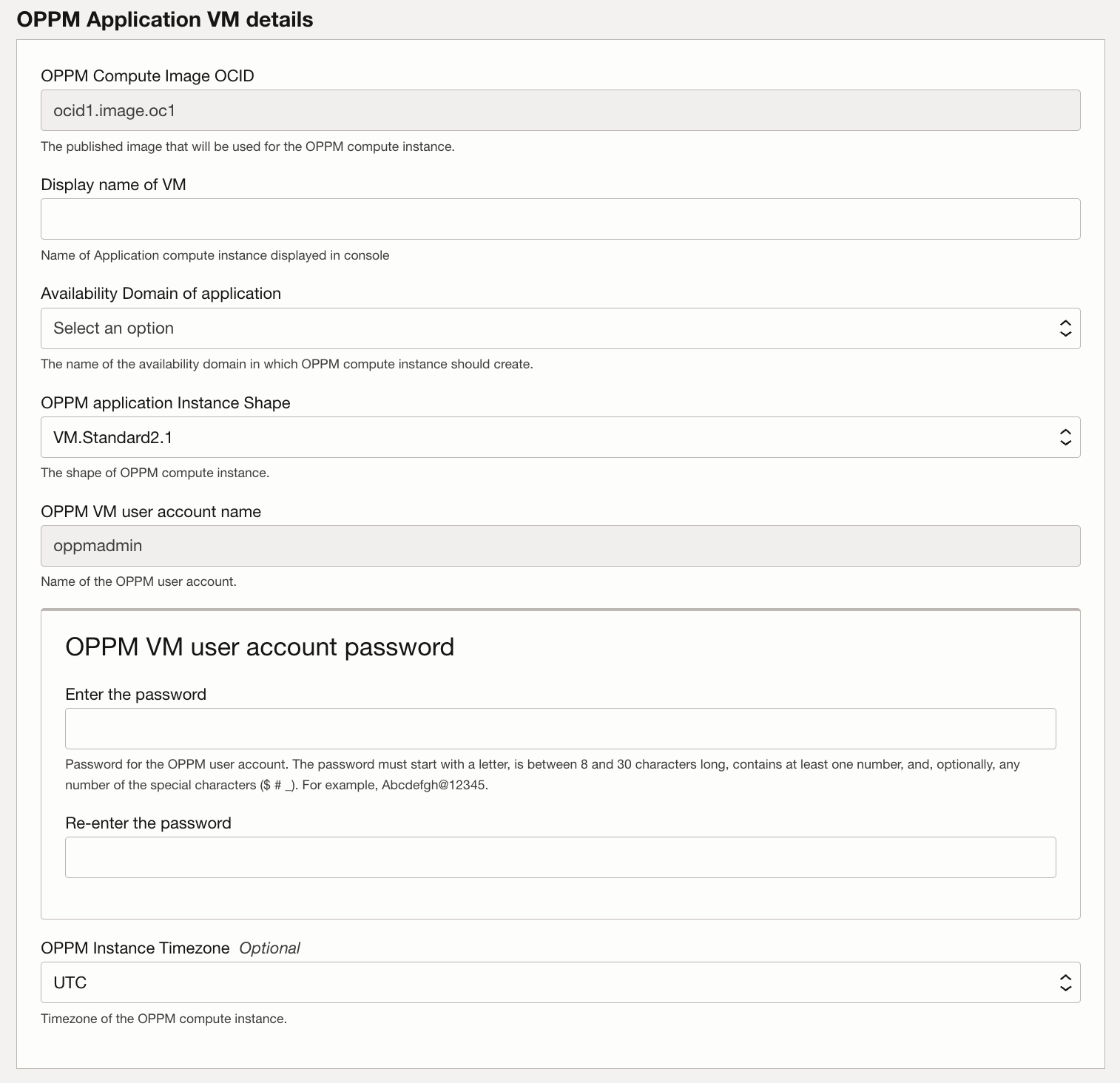 OPPM Application VM details