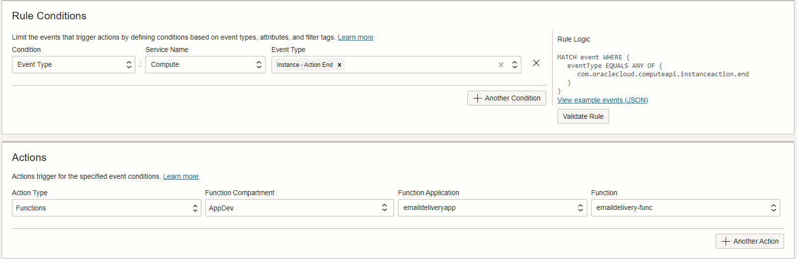 compute instance event rule