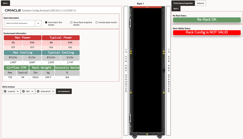 Image 1: Exadata Config Assistant (OECA) 5.2.3 (250411) Home Screen