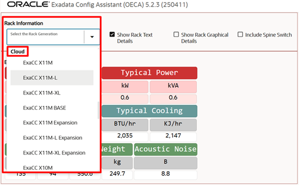 Image 2: Rack Information selection
