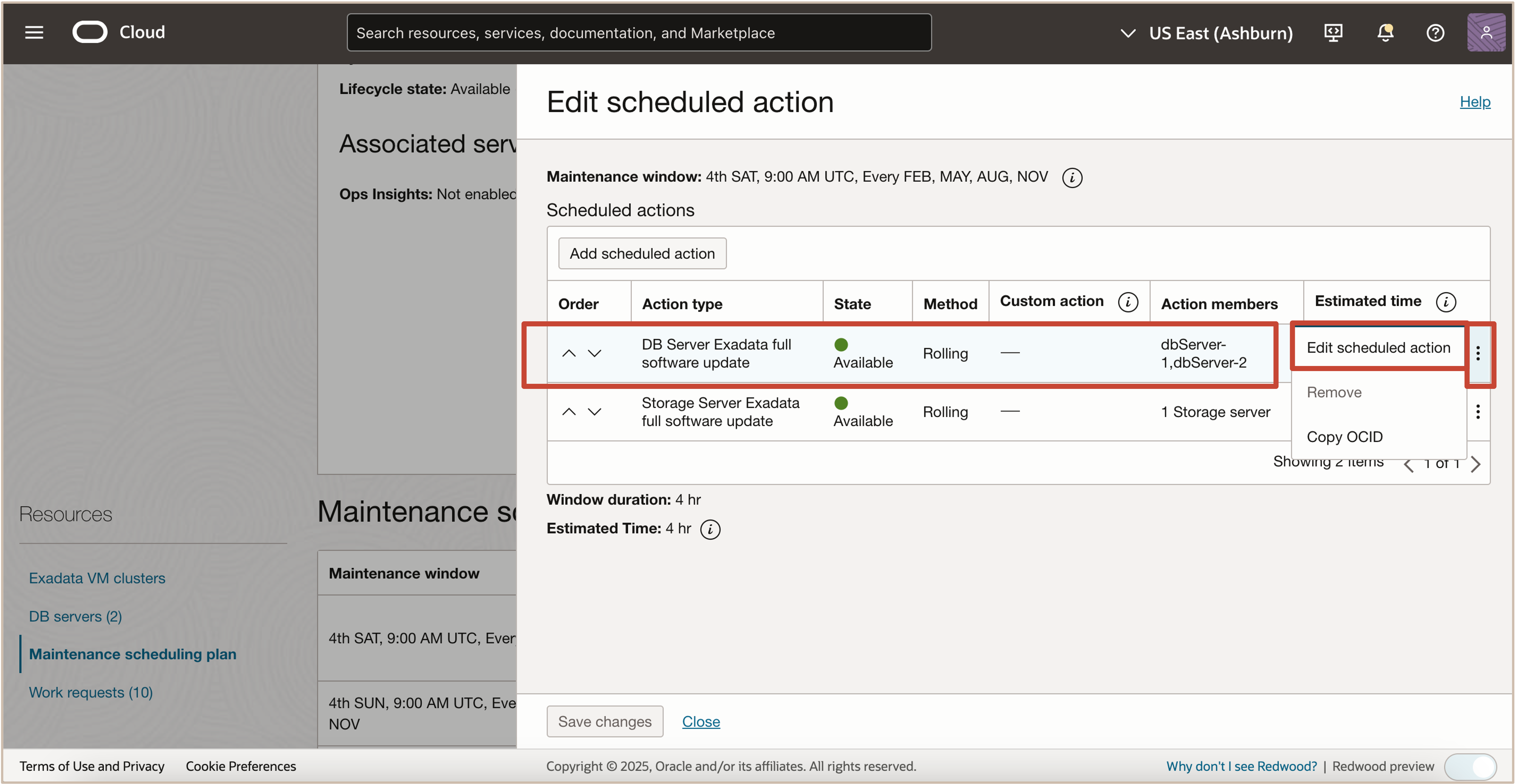Image showing edit scheduled action Image showing edit scheduled action