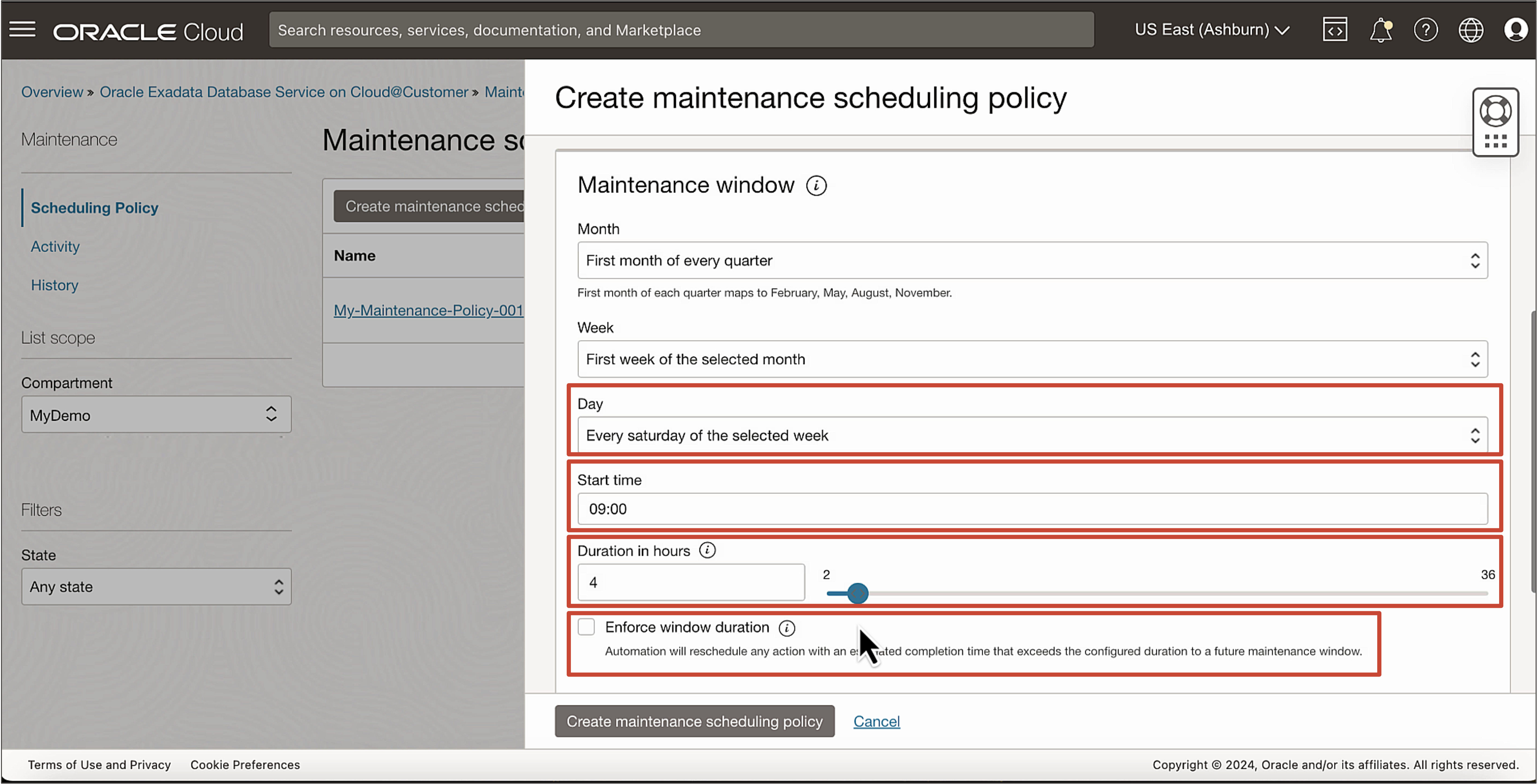 Image showing add maintenance window