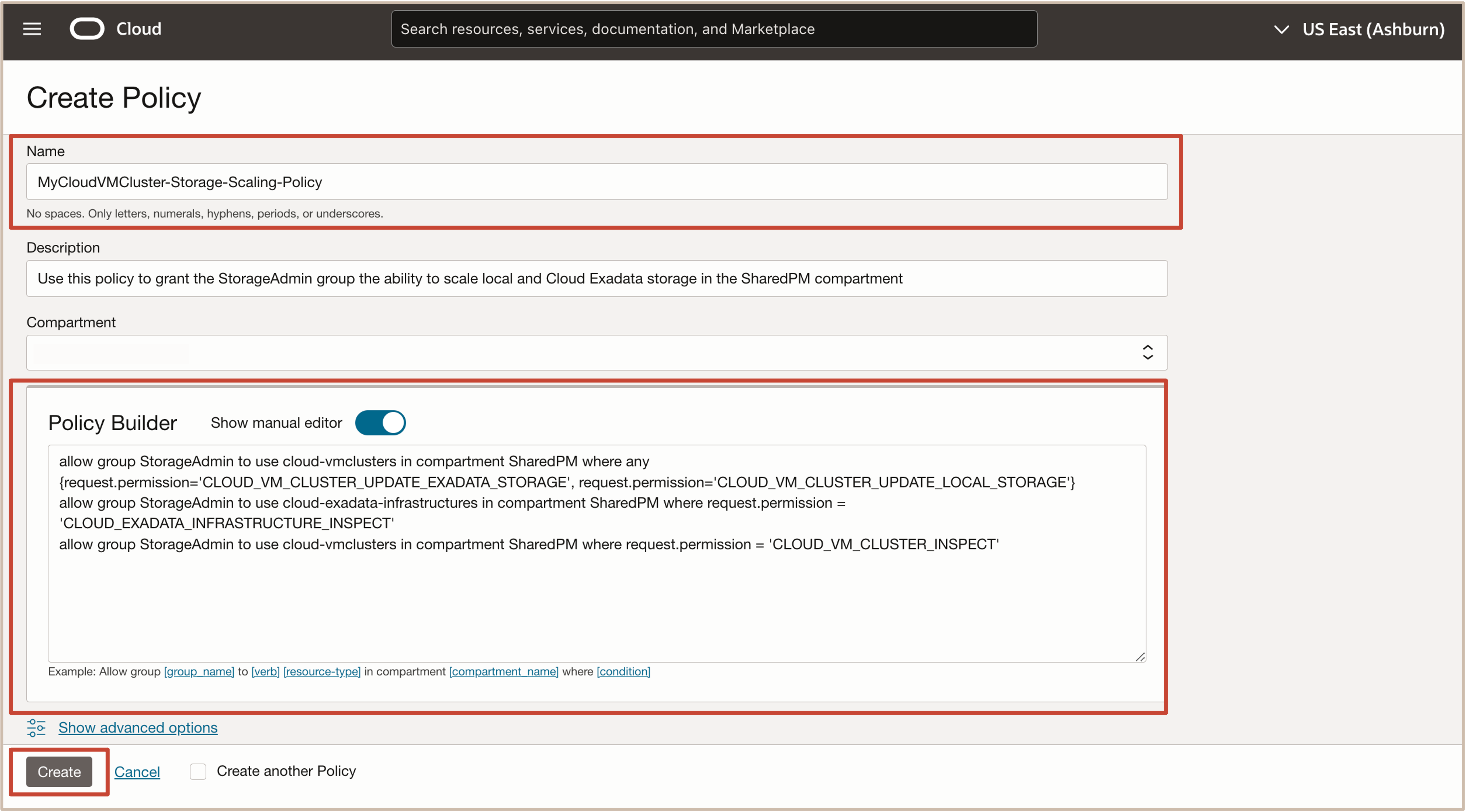 Image showing Create Policy button