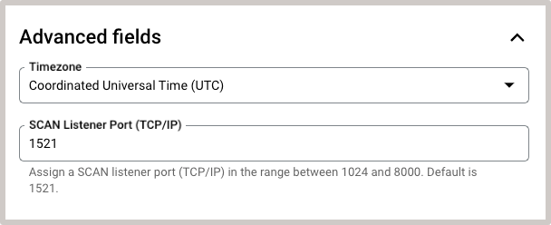 Image showing Create Exadata VM cluster Advanced fields