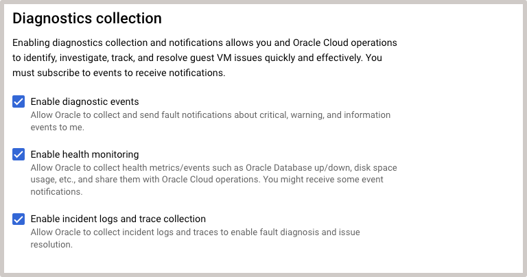 Image showing Create Exadata VM cluster diagnostics collection