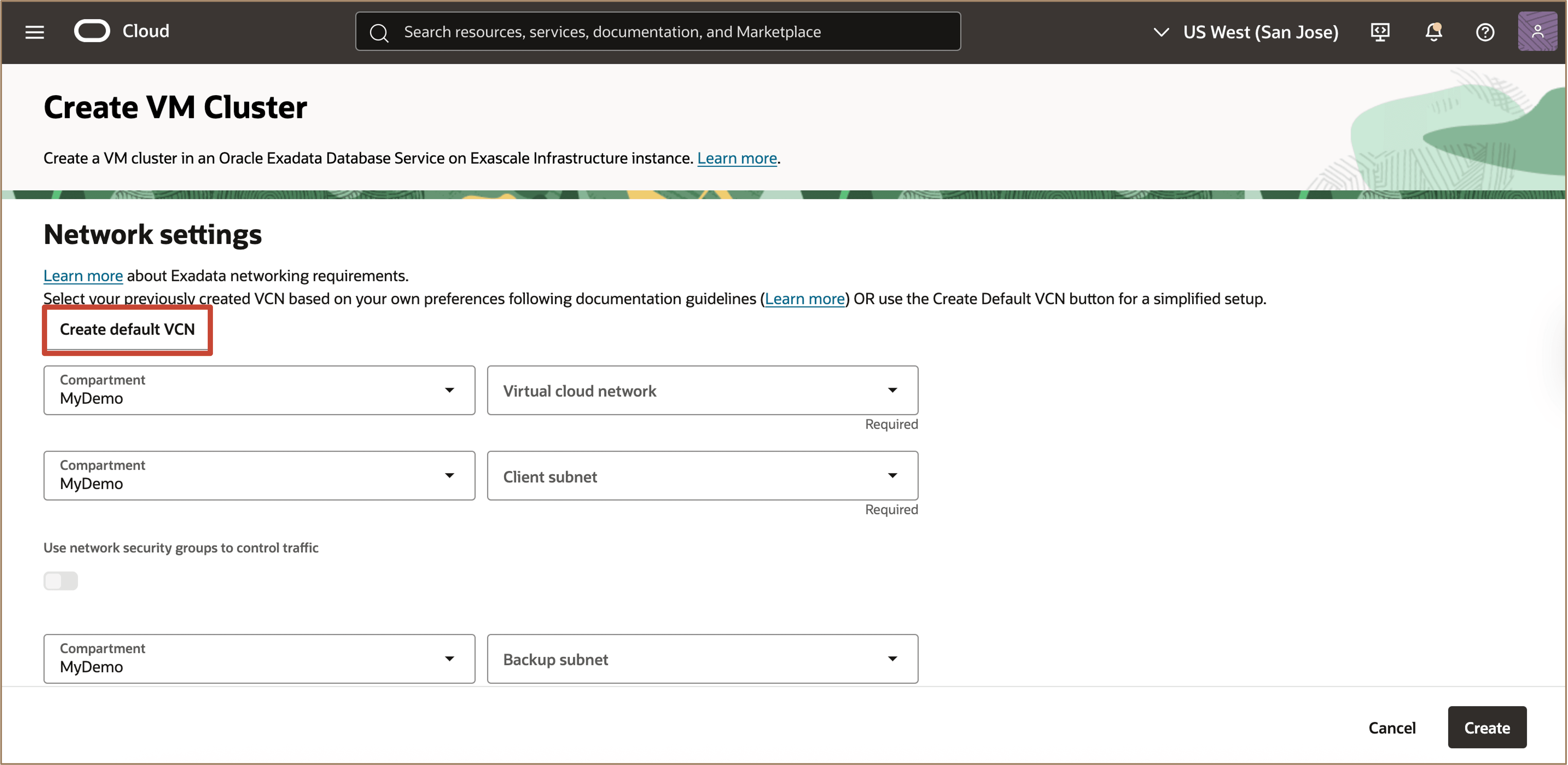 Image showing network configuration options