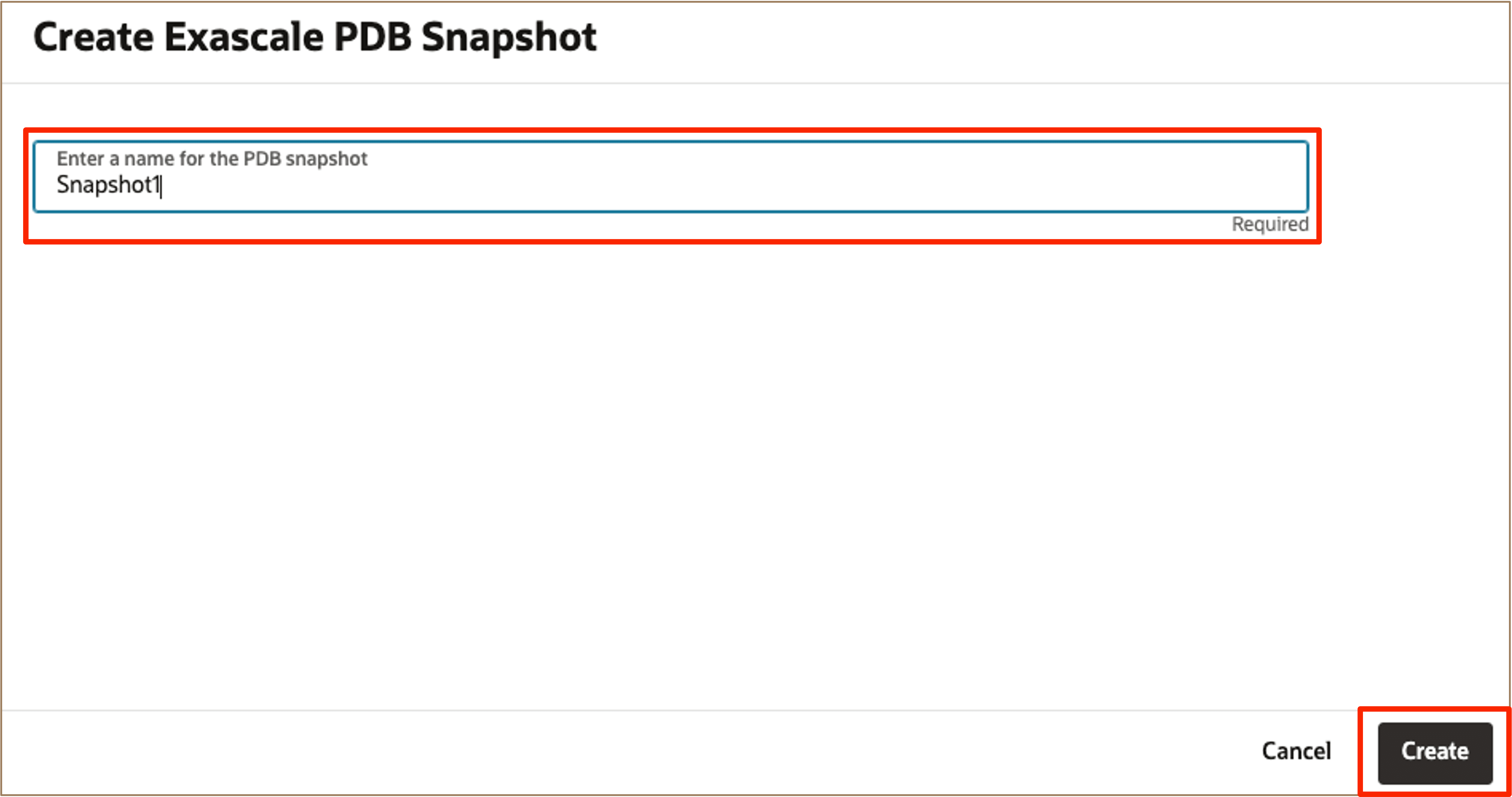 Image showing to enter Exascale PDB snapshot name