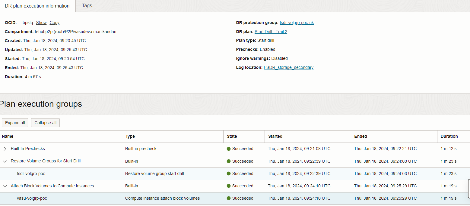 Run Disaster Recovery Plan Status 