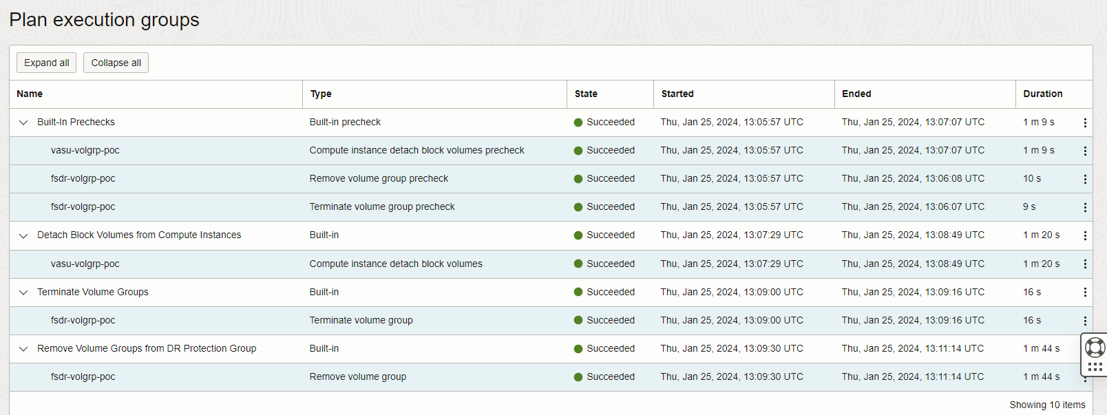 Run Disaster Recovery Plan Status 