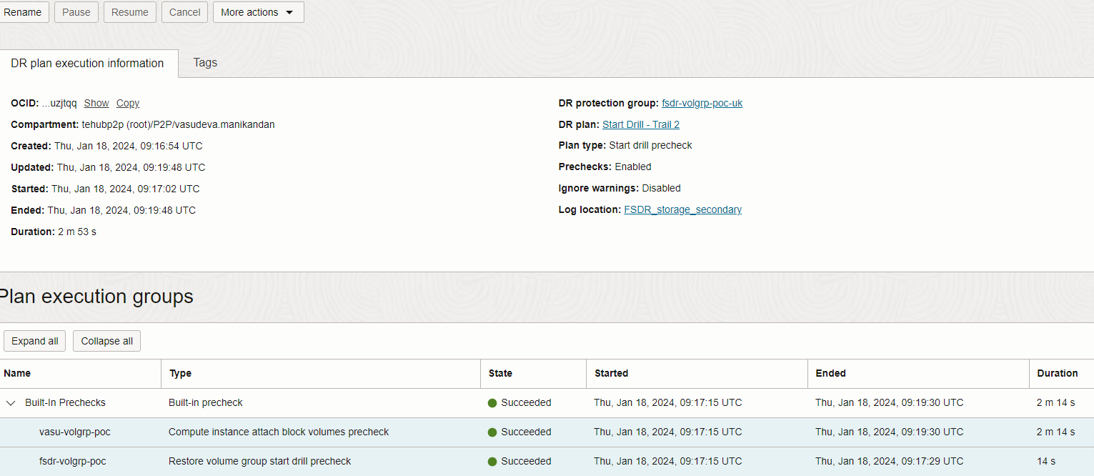 Switchover precheck status 