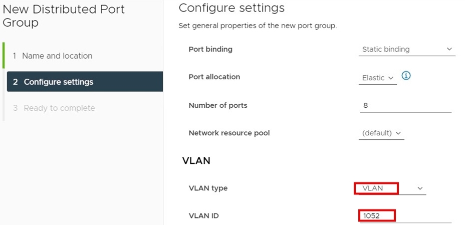Create vDS port group settings