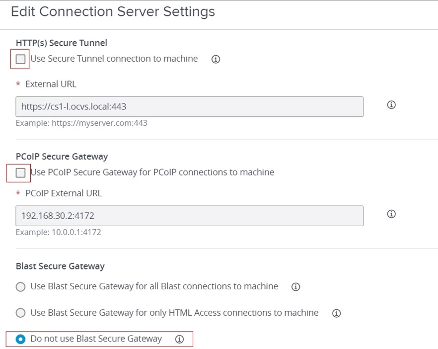 Connection server settings