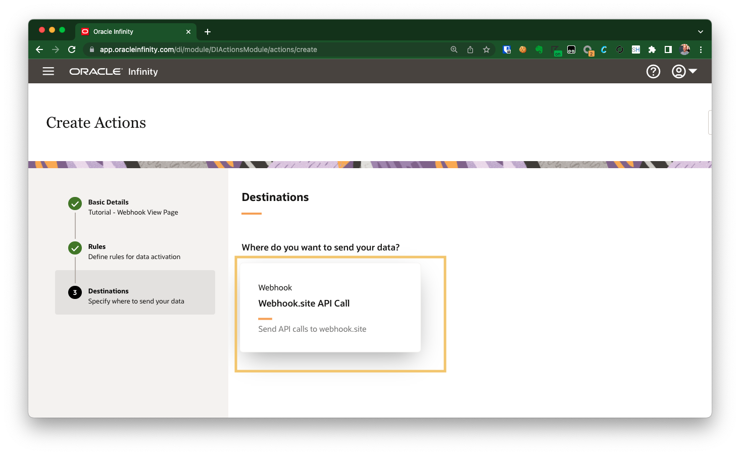 Select your Webhook.site API Call