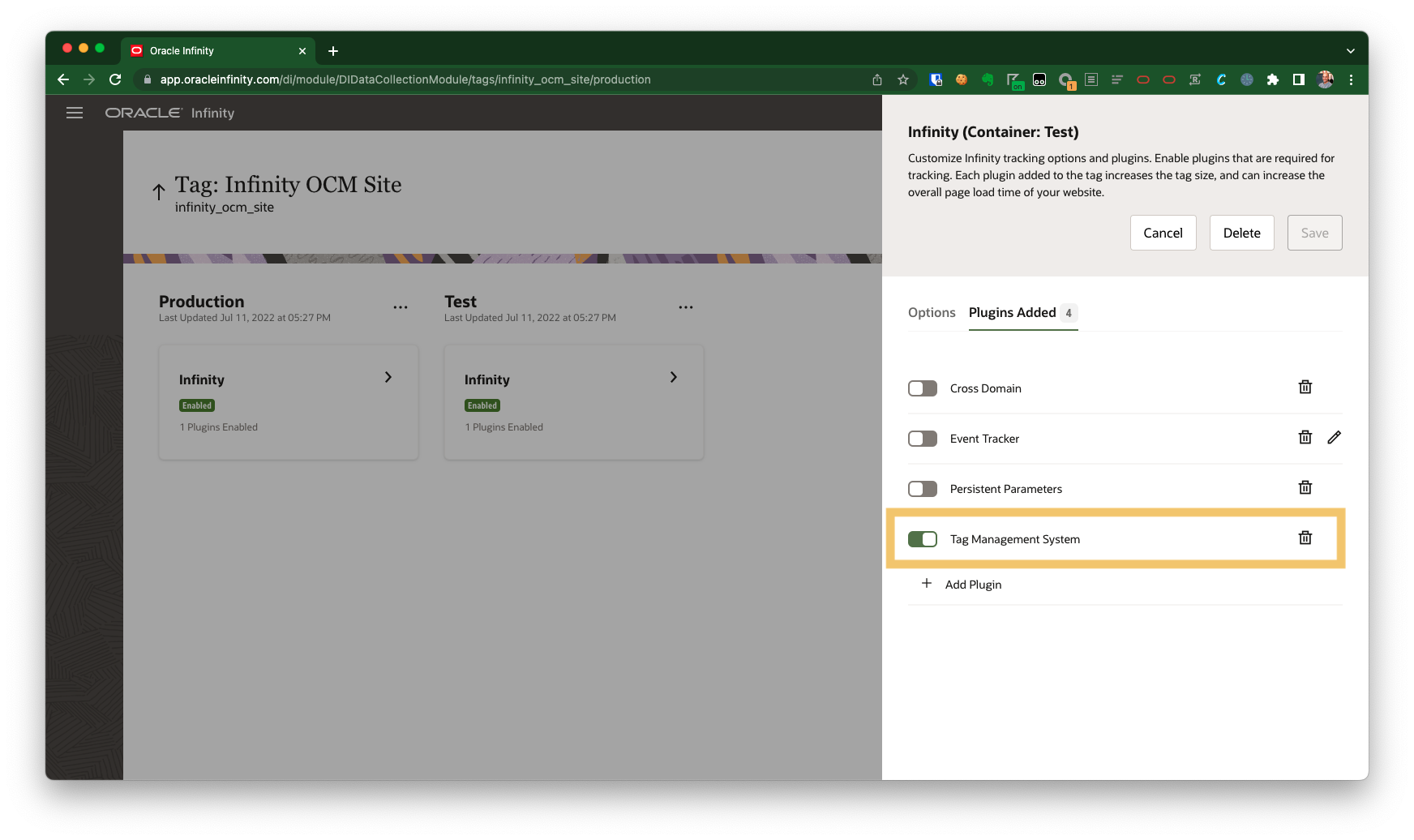 Enabling the Tag Management System Plugin