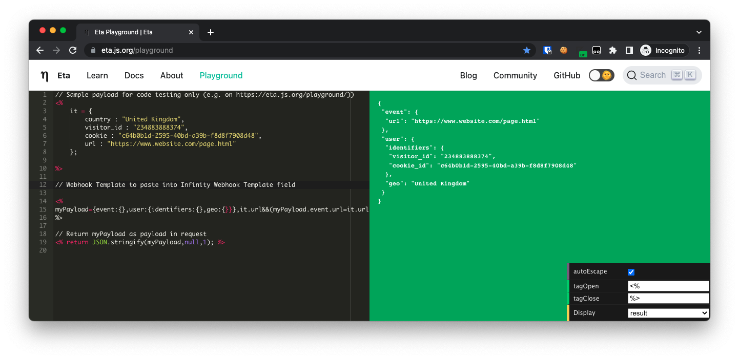 Eta Sample - Minified Code