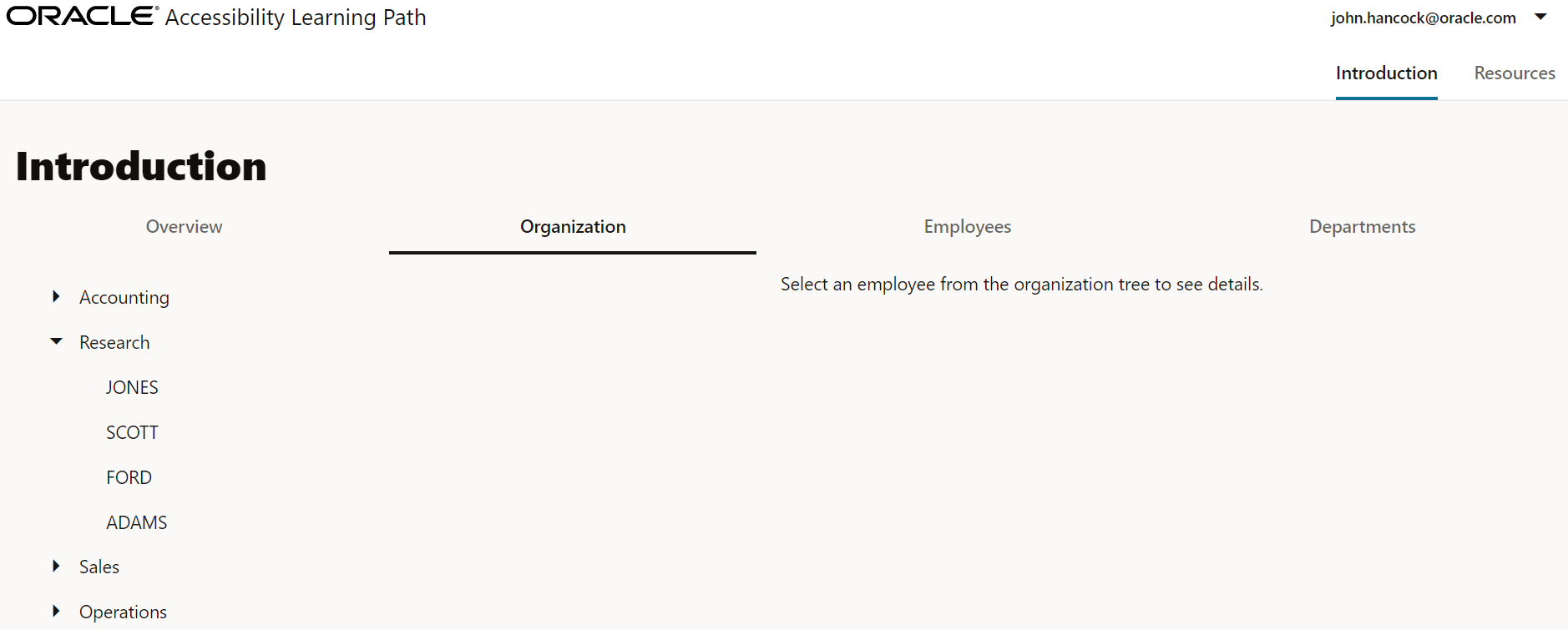 The Organization Page