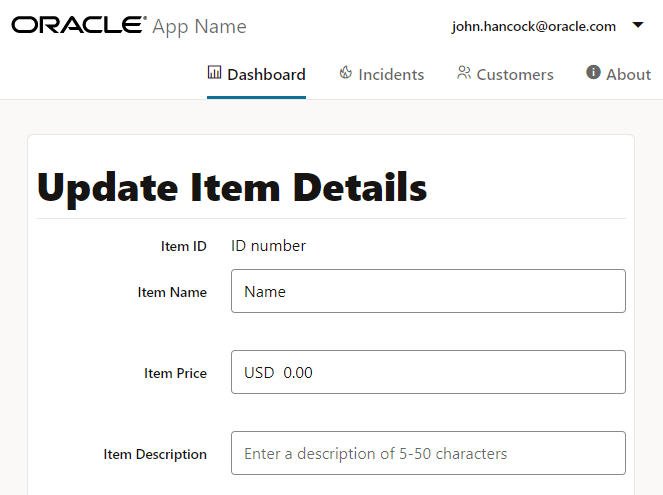 Item ID field with validator