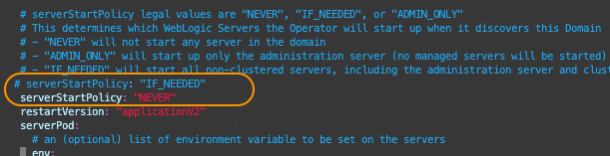 Oracle Cloud Shell, domain.yaml file
