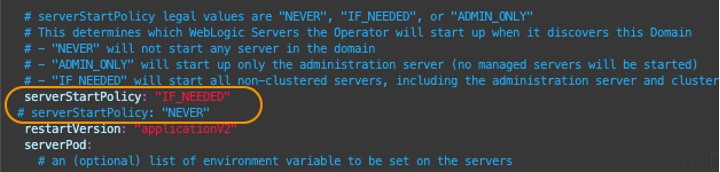 Oracle Cloud Shell, domain.yaml file