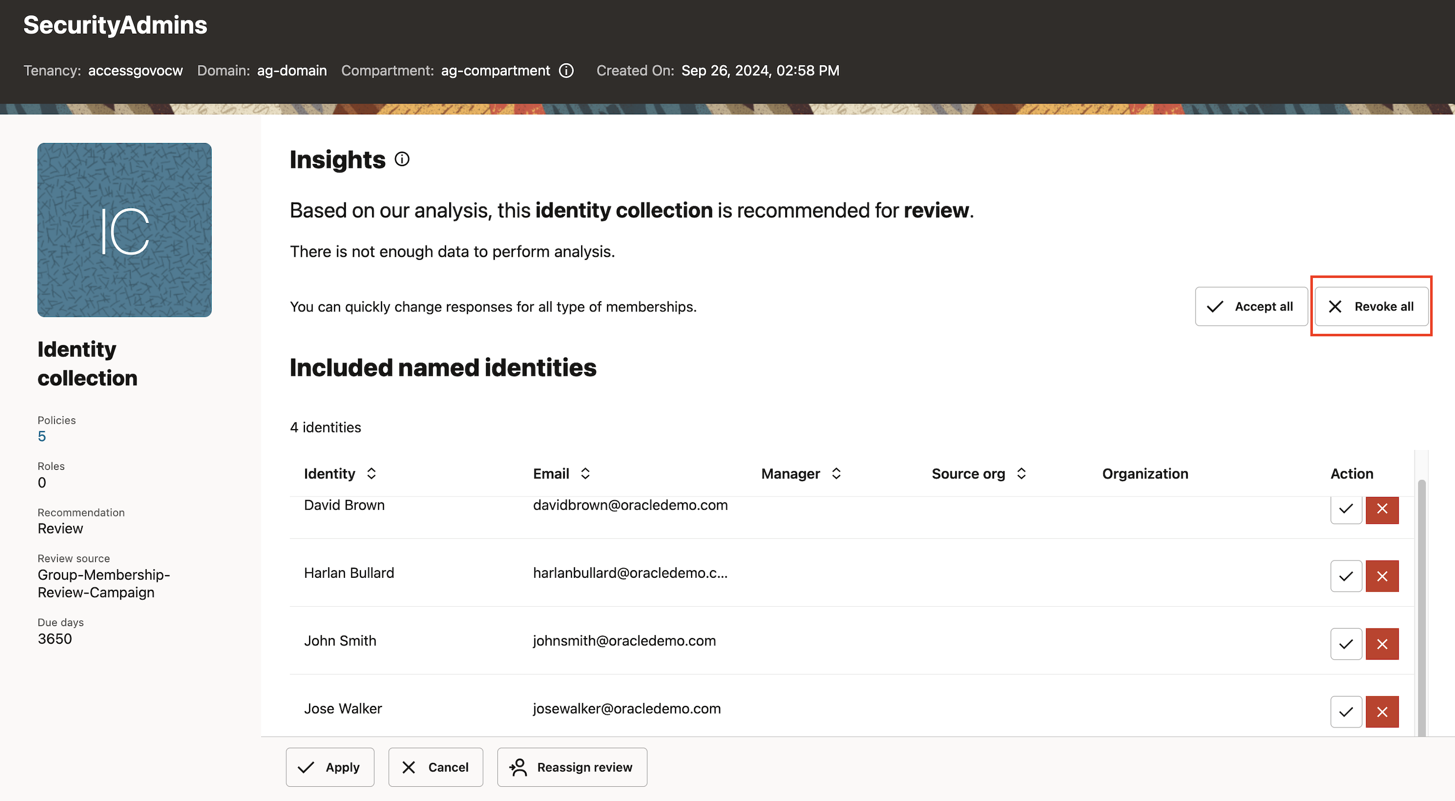 Access Governance Homepage
