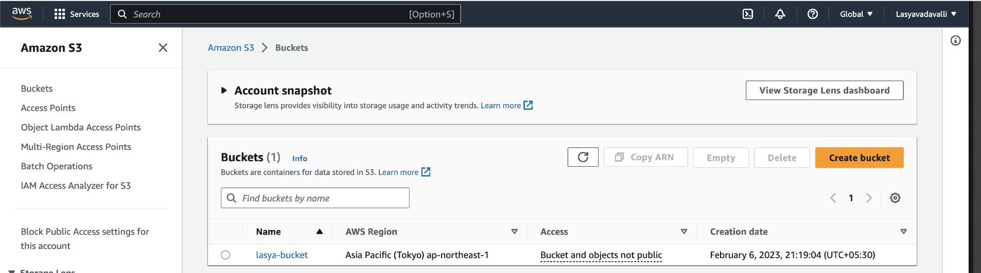 Create AWS bucket