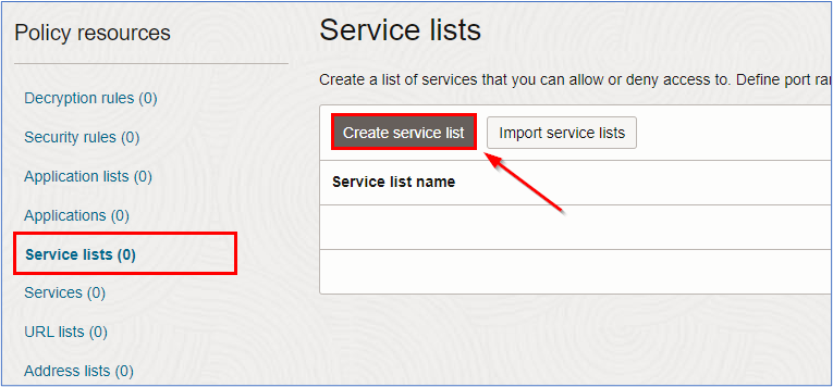 Click Service Lists