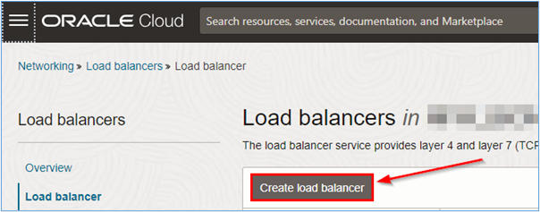 Click the Create load balancer button to begin