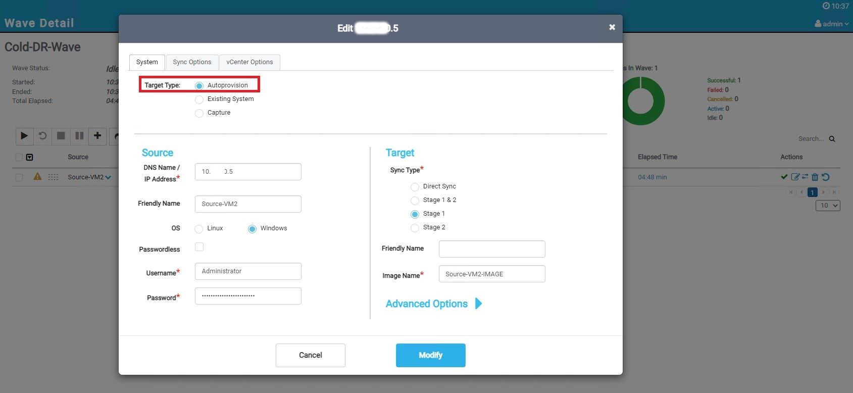 Update target Type to Autoprovision