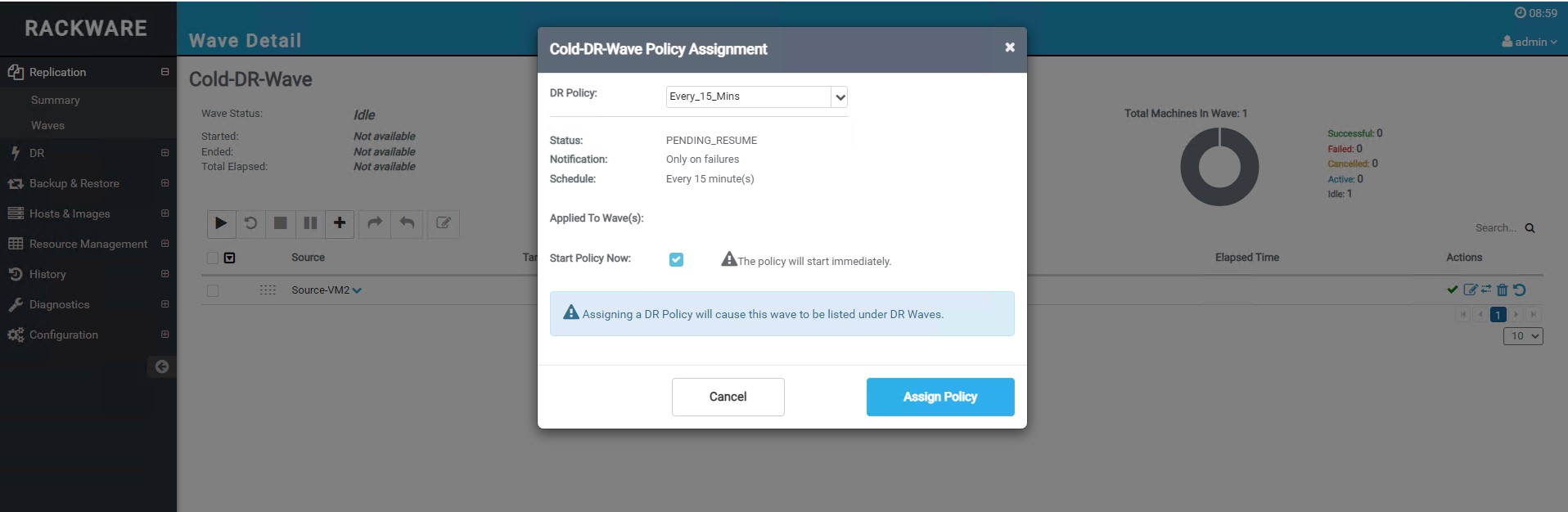 Assign Disaster Recovery Policy to the Wave