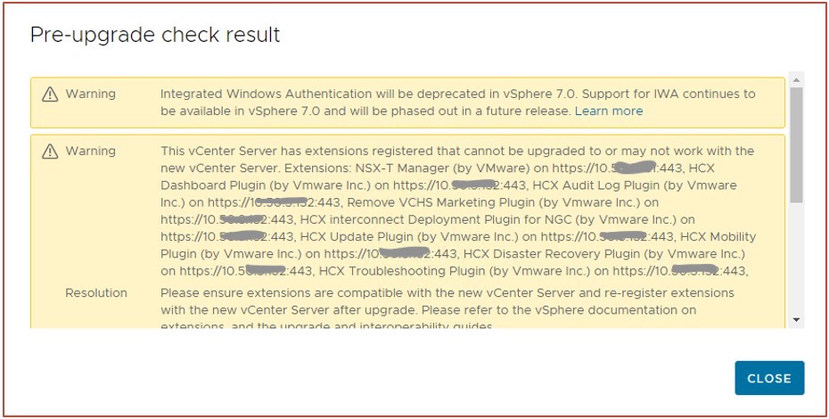 Upgrade the vCenter server