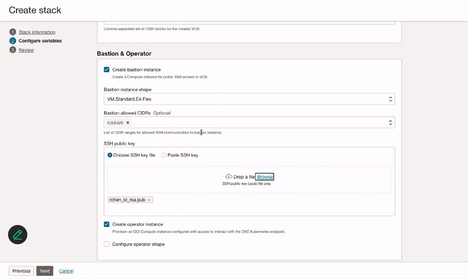 Provide VCN and bastion