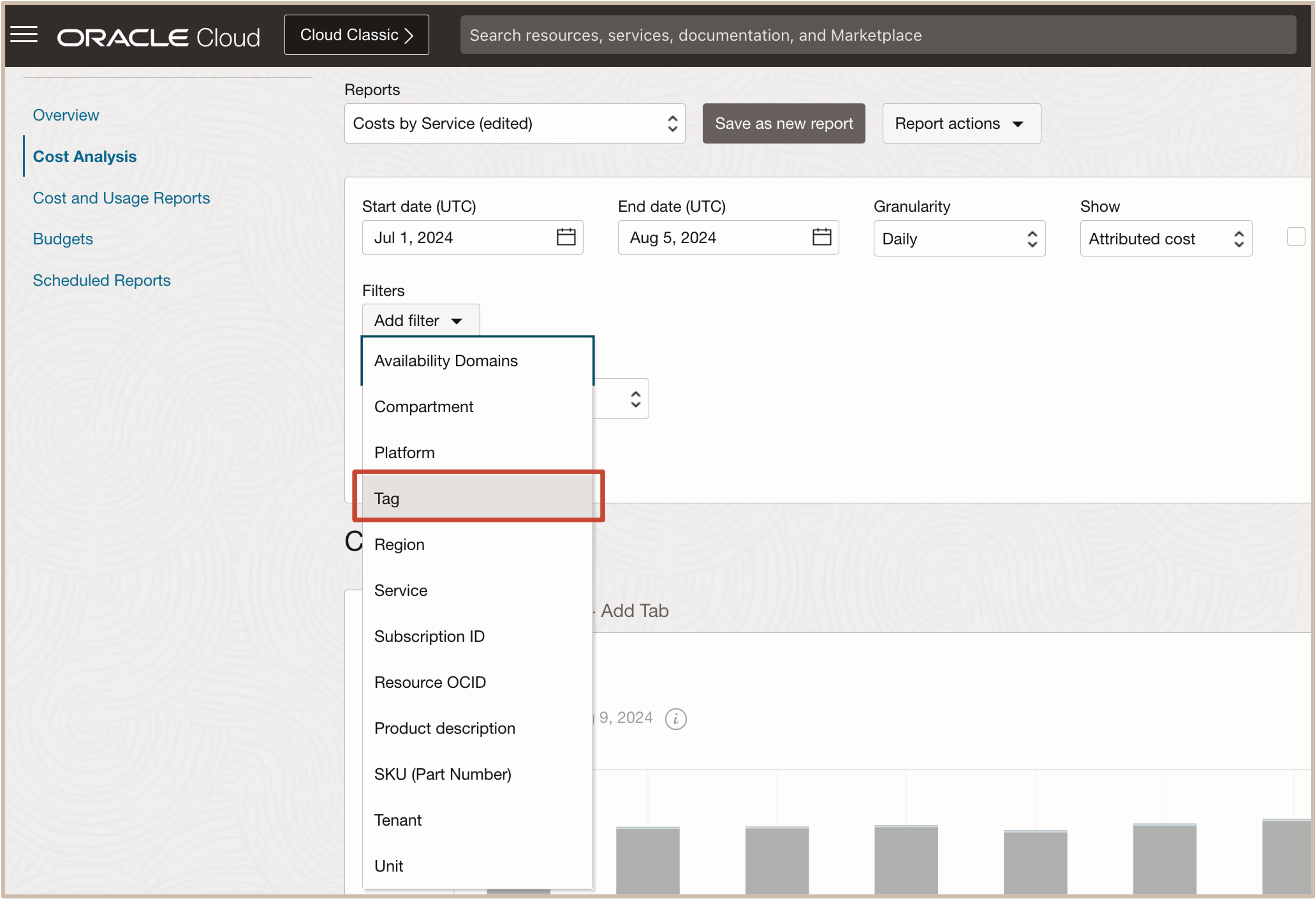 Image showing filter selection