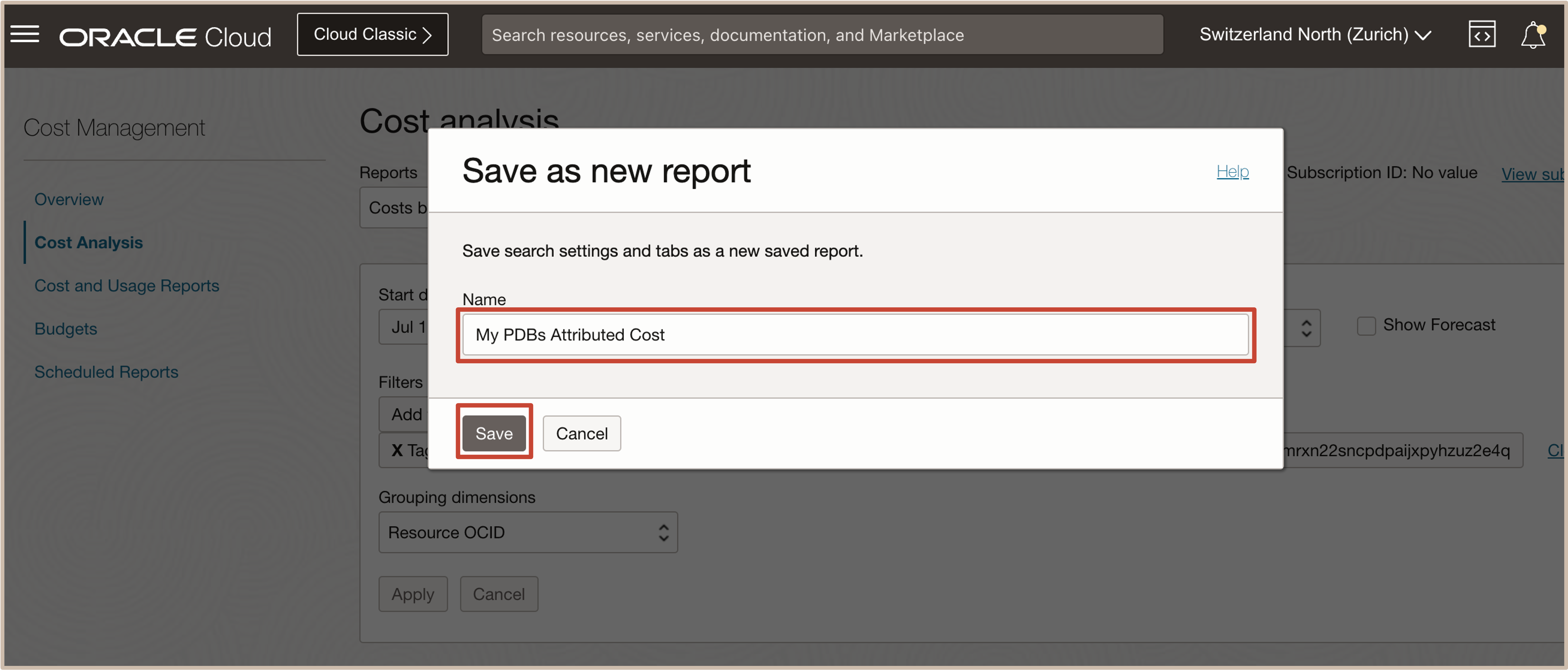 Image showing to save the report