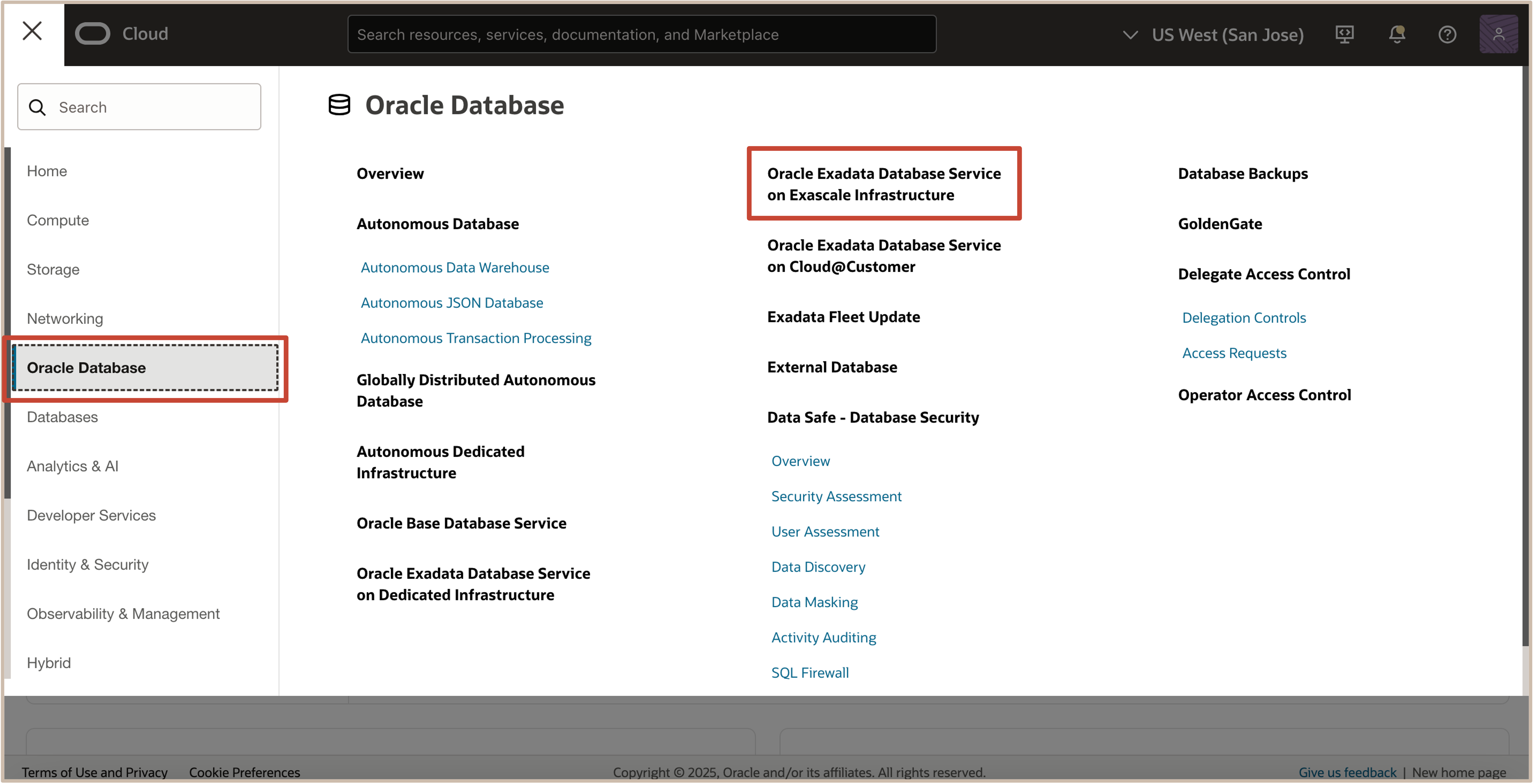 Image showing OCI Console Navigation