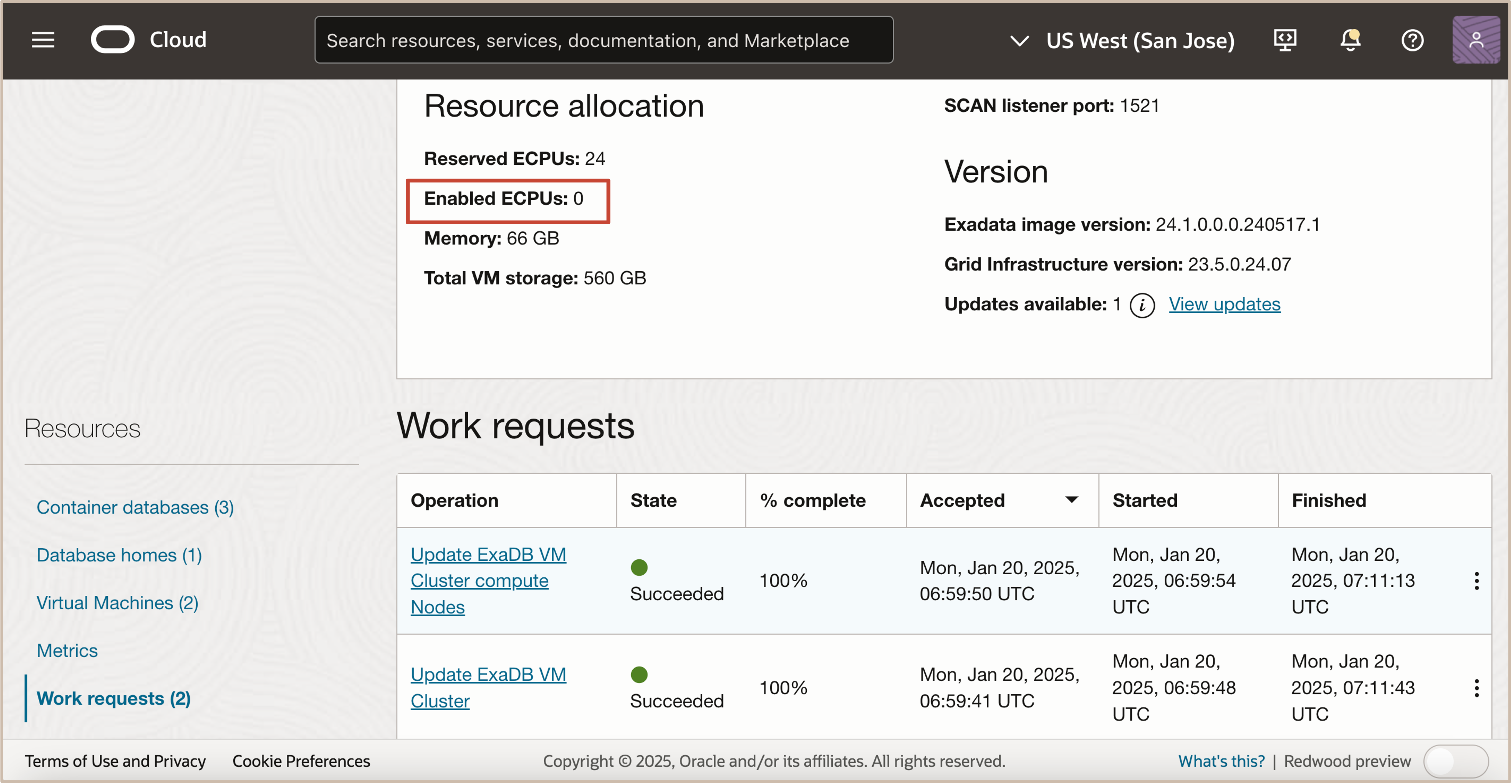 Image showing enabled ecpus