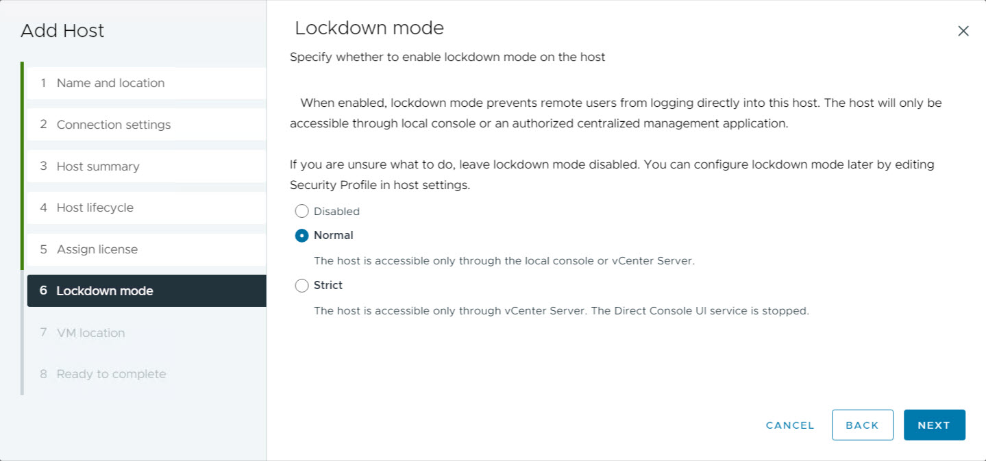 vCenter - Host Lockdown mode