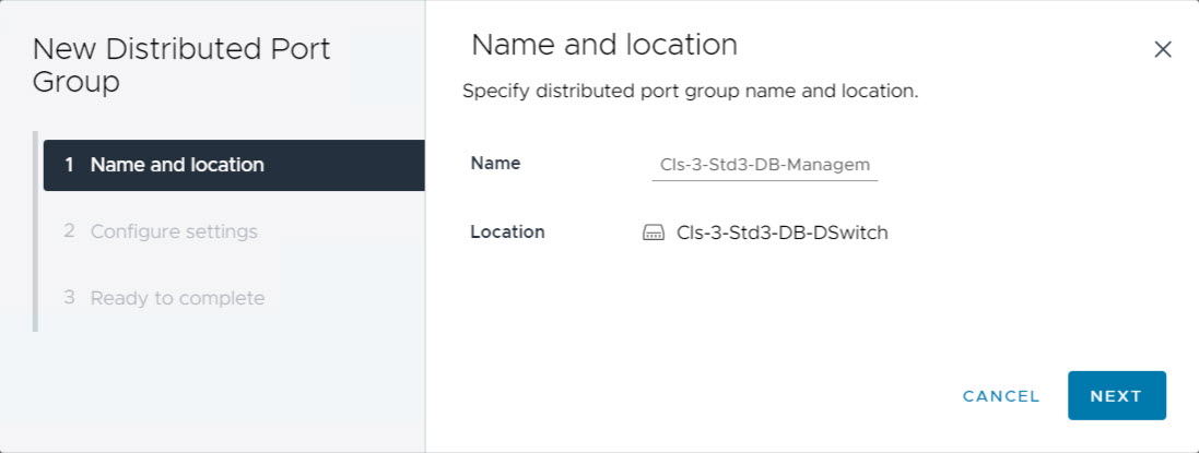 vDS - Create Mgmt DPG Name