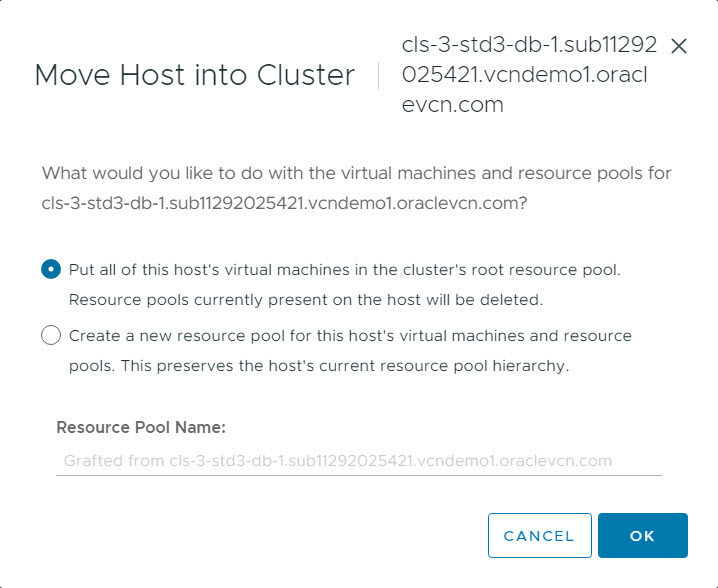Move hosts into cluster - Option