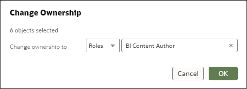 Change Ownership dialog Change Ownership dialog
