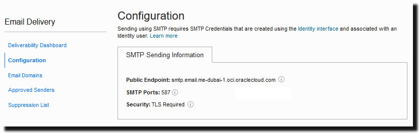 Email Configuration page