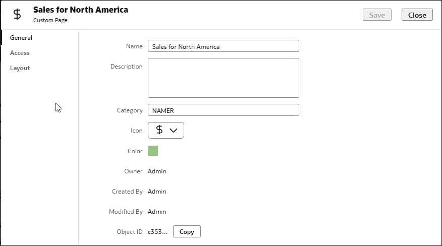 Description of custom-pages-general-tab.png follows Description of custom-pages-general-tab.png follows