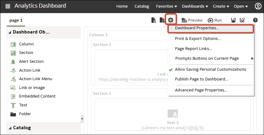 Description of dashboard-tools-menu.png follows