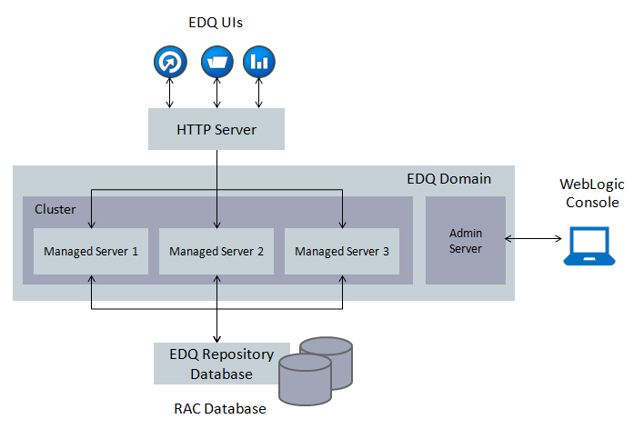 This image shows the EDQ in a WebLogic Cluster.