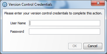This image shows the version control credentials window