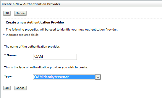 Authentication Provider Create Window