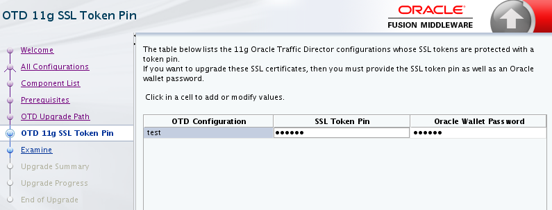 Oracle Traffic Director 11g SSL Token Pin in the Upgrade Assistant