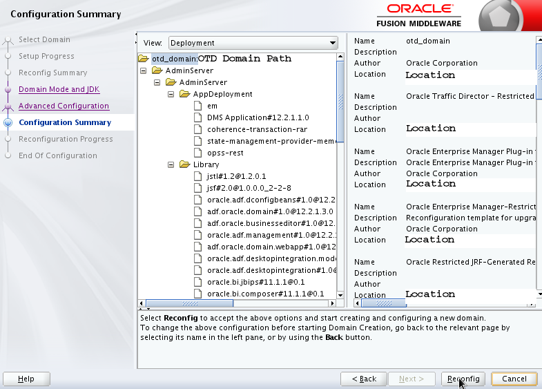 Reconfiguring the Existing Oracle Traffic Director Domain Configuration Summary in the Upgrade Assistant